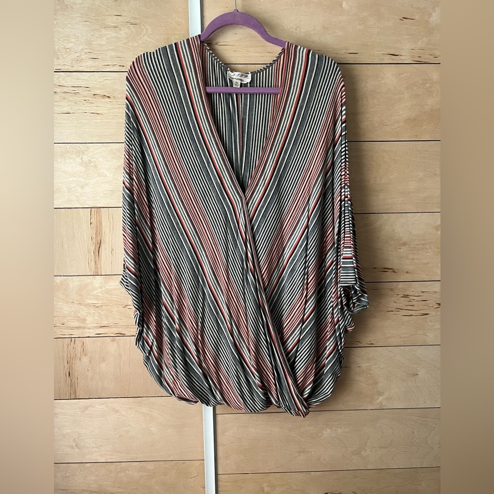 NEW Max Edition Sleeveless Striped V Neck Jersey Top Blouse Dolman Sleeve Y2K